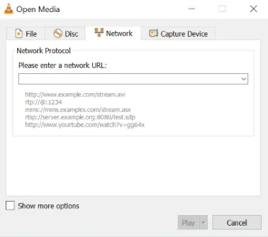 Champ réseau de VLC pour ajouter un lien IPTV sur M3U.